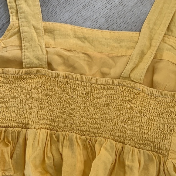 Urban Outfitters‎ Small Yellow Crop Top smocked linen blend straps ruffle size S - Picture 8 of 8